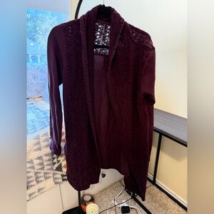 Elegant Maroon Open-Front Cardigan